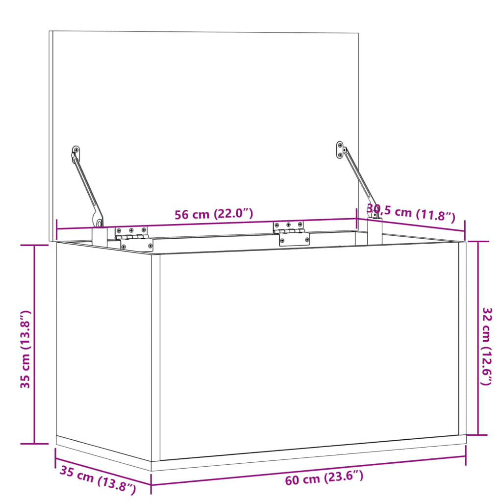 Truhe Sonoma-Eiche 60x35x35 cm Holzwerkstoff