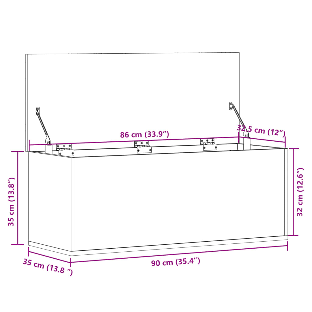 Truhe Sonoma-Eiche 90x35x35 cm Holzwerkstoff