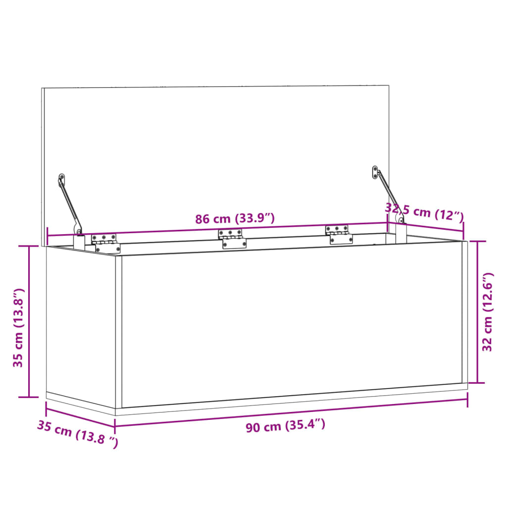 Truhe Grau Sonoma 90x35x35 cm Holzwerkstoff