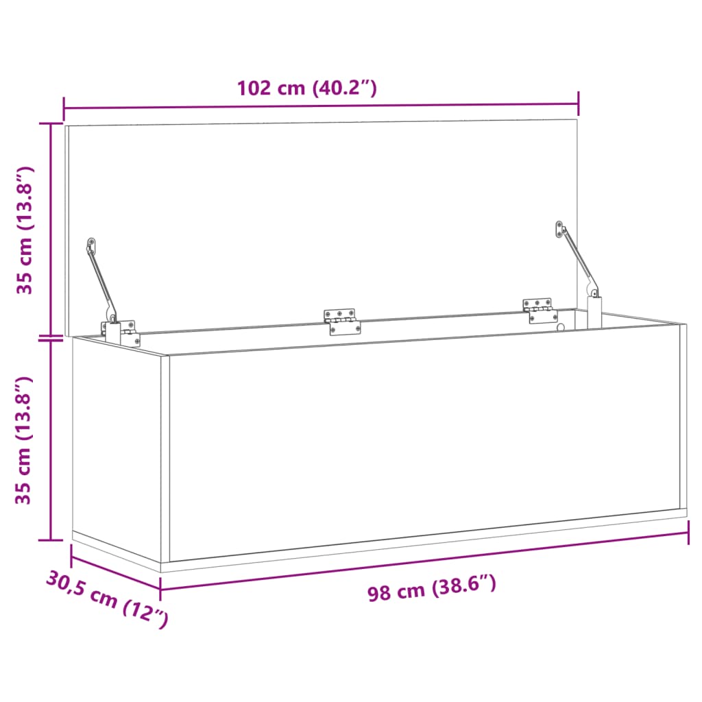 Truhe Grau Sonoma 102x35x35 cm Holzwerkstoff