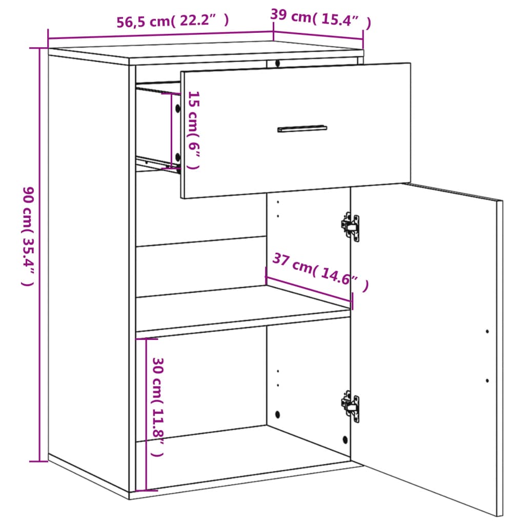 Beistellschrank Weiß 56,5x39x90 cm Holzwerkstoff