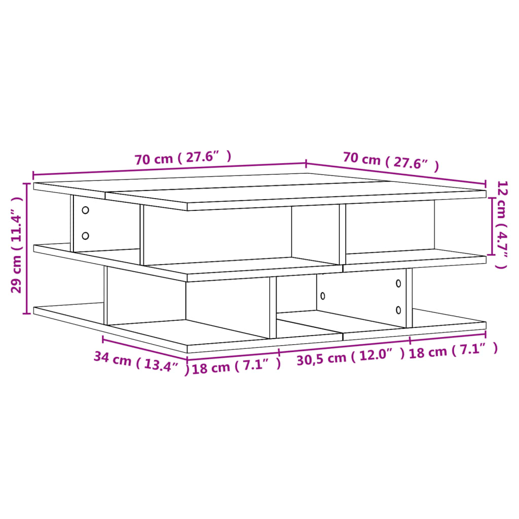 Couchtisch Weiß 70x70x29 cm Holzwerkstoff