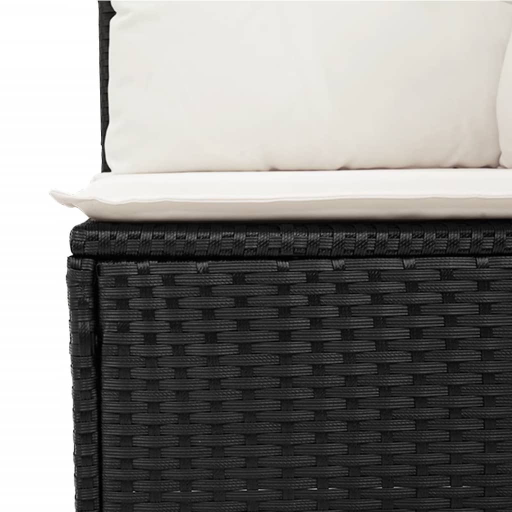 11-tlg. Garten-Sofagarnitur mit Kissen Schwarz Poly Rattan