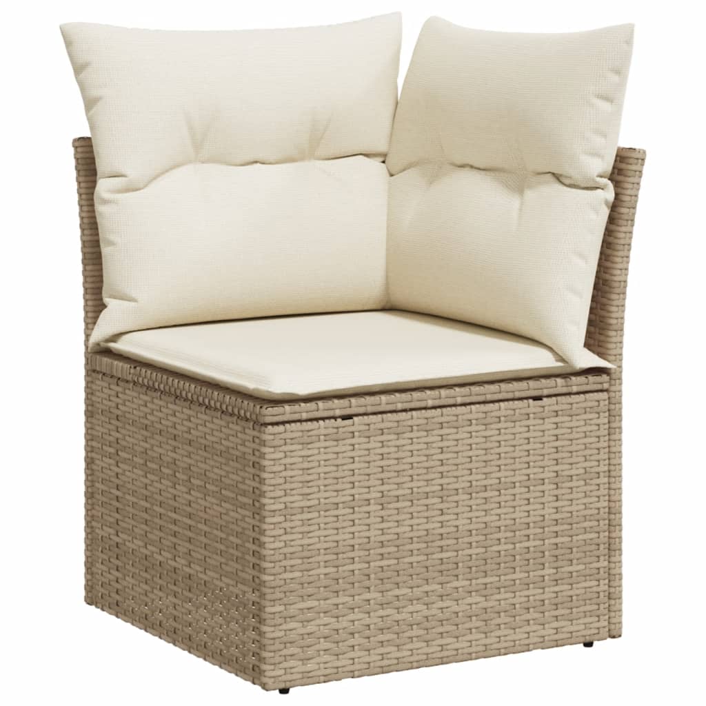 7-tlg. Garten-Sofagarnitur mit Kissen Beige Poly Rattan