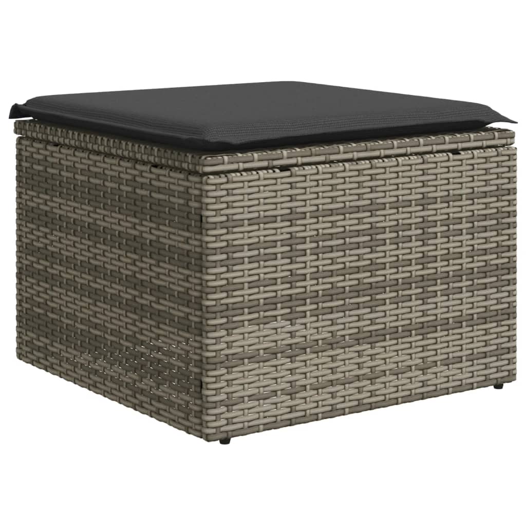 11-tlg. Garten-Sofagarnitur mit Kissen Grau Poly Rattan