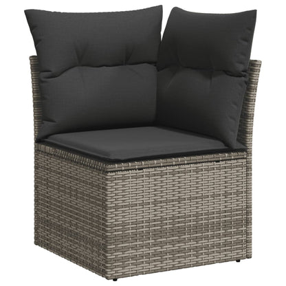 13-tlg. Garten-Sofagarnitur mit Kissen Grau Poly Rattan