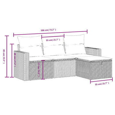 10-tlg. Garten-Sofagarnitur mit Kissen Beige Poly Rattan