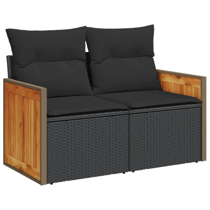 4-tlg. Garten-Sofagarnitur mit Kissen Schwarz Poly Rattan