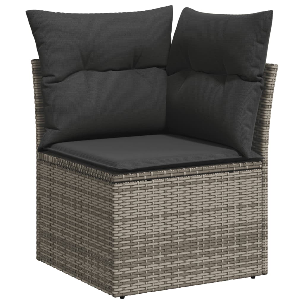 7-tlg. Garten-Sofagarnitur mit Kissen Schwarz Poly Rattan