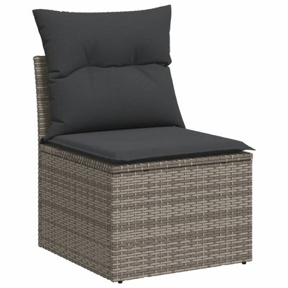 7-tlg. Garten-Sofagarnitur mit Kissen Schwarz Poly Rattan