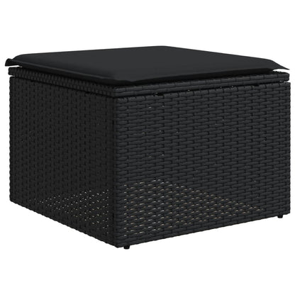 10-tlg. Garten-Sofagarnitur mit Kissen Schwarz Poly Rattan