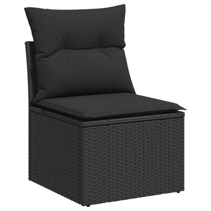 13-tlg. Garten-Sofagarnitur mit Kissen Schwarz Poly Rattan