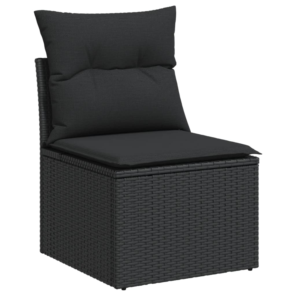 12-tlg. Garten-Sofagarnitur mit Kissen Schwarz Poly Rattan