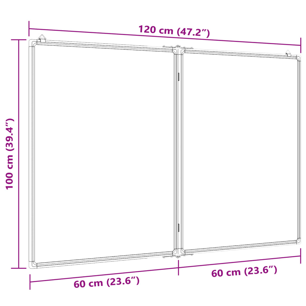 Magnetisches Whiteboard Klappbar 120x100x1,7 cm Aluminium