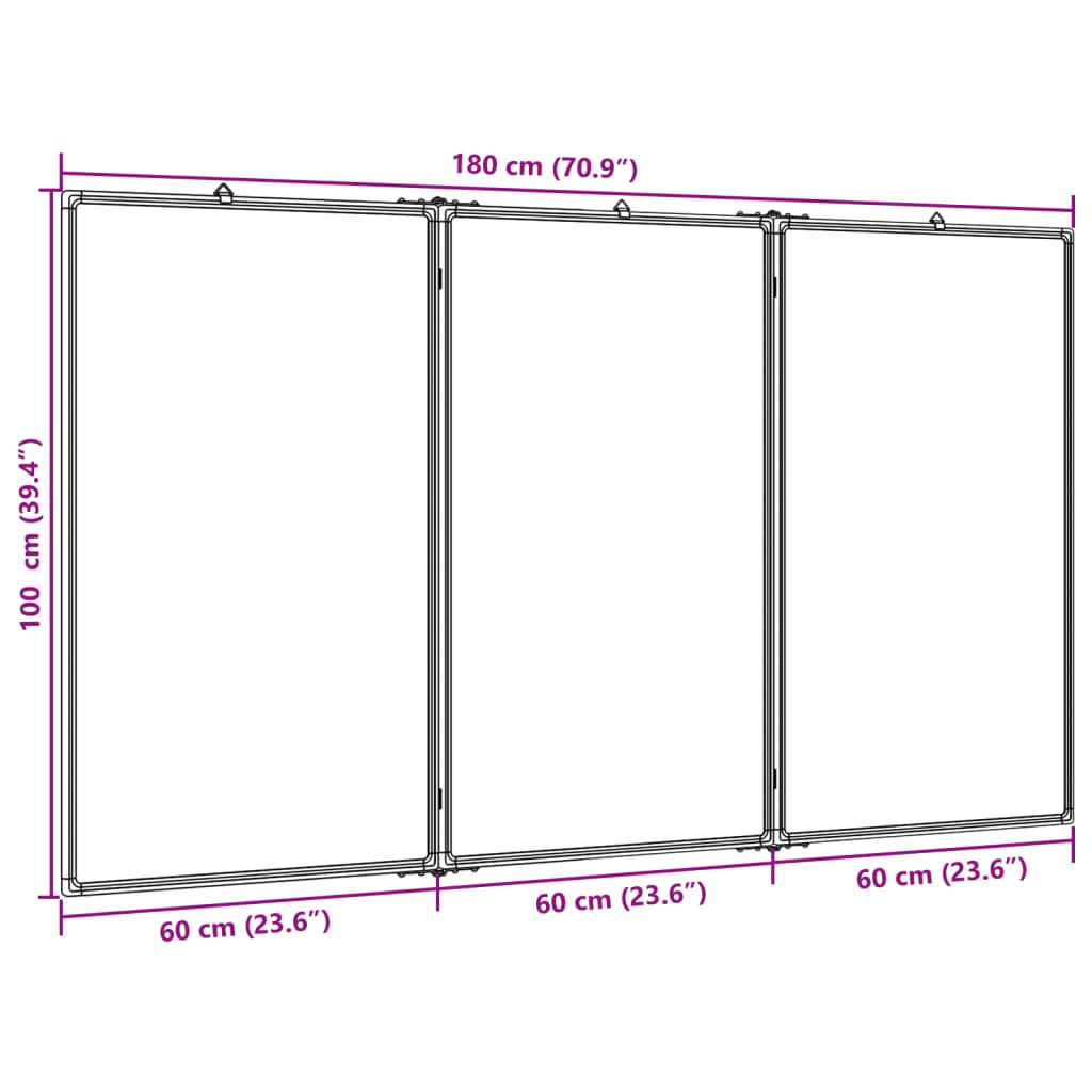 Magnetisches Whiteboard Klappbar 180x100x1,7 cm Aluminium