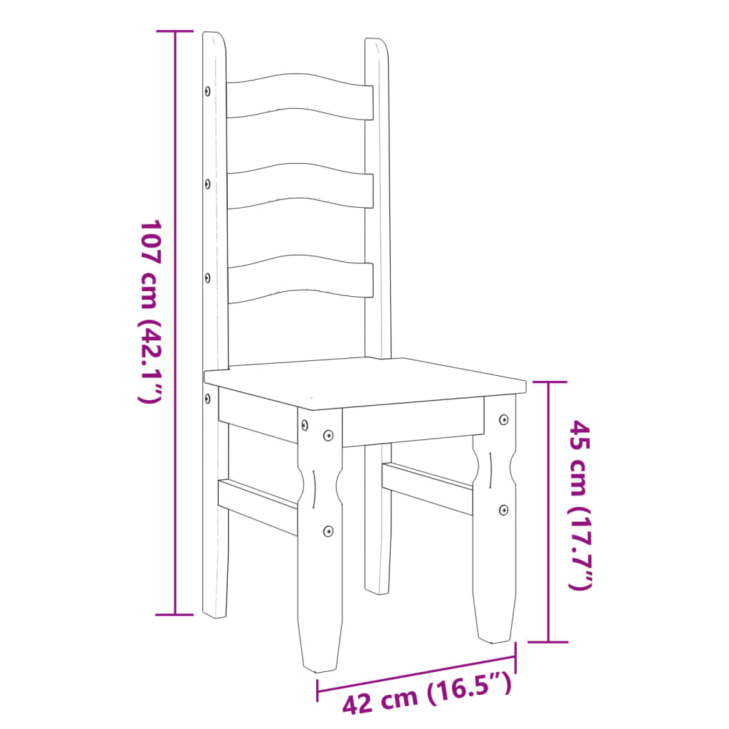 Essstühle 2 Stk. Corona Grau 42x47x107 cm Massivholz Kiefer