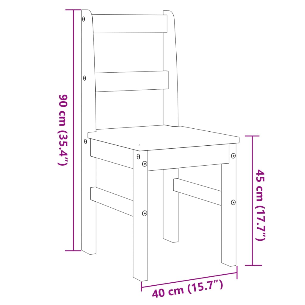 Essstühle 2 Stk. Panama Grau 40x46x90 cm Massivholz Kiefer