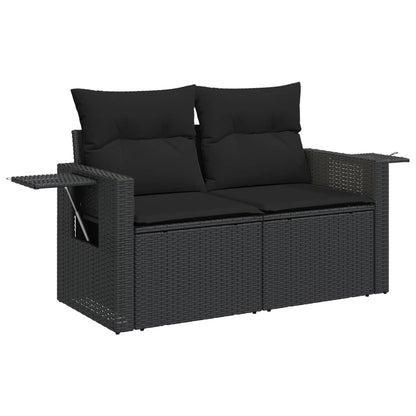 8-tlg. Garten-Sofagarnitur mit Kissen Schwarz Poly Rattan