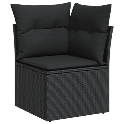 5-tlg. Garten-Sofagarnitur mit Kissen Schwarz Poly Rattan