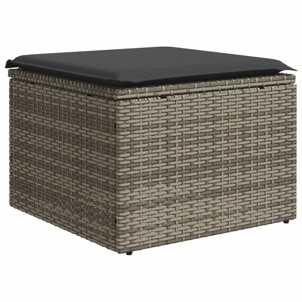 7-tlg. Garten-Sofagarnitur mit Kissen Grau Poly Rattan