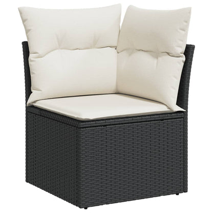 9-tlg. Garten-Sofagarnitur mit Kissen Schwarz Poly Rattan