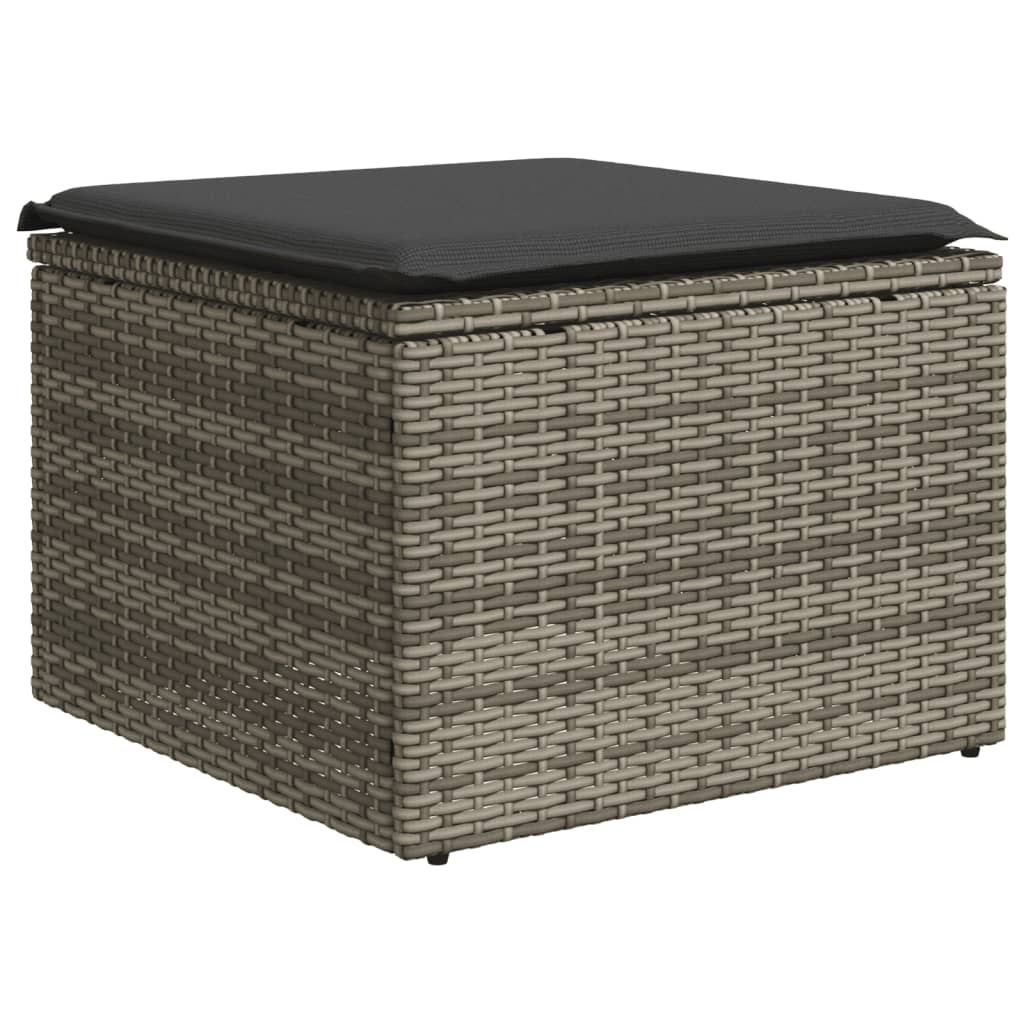 11-tlg. Garten-Sofagarnitur mit Kissen Schwarz Poly Rattan