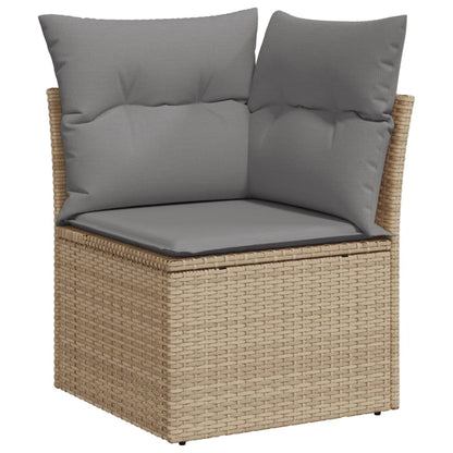 12-tlg. Garten-Sofagarnitur mit Kissen Beige Poly Rattan