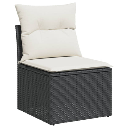 14-tlg. Garten-Sofagarnitur mit Kissen Schwarz Poly Rattan