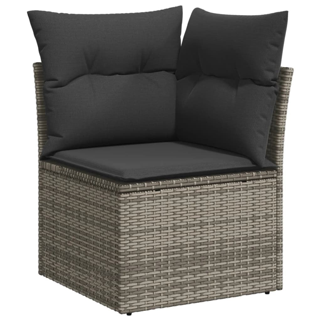 13-tlg. Garten-Sofagarnitur mit Kissen Grau Poly Rattan