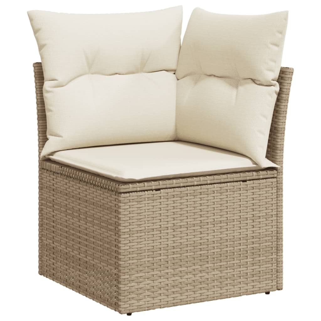 12-tlg. Garten-Sofagarnitur mit Kissen Beige Poly Rattan