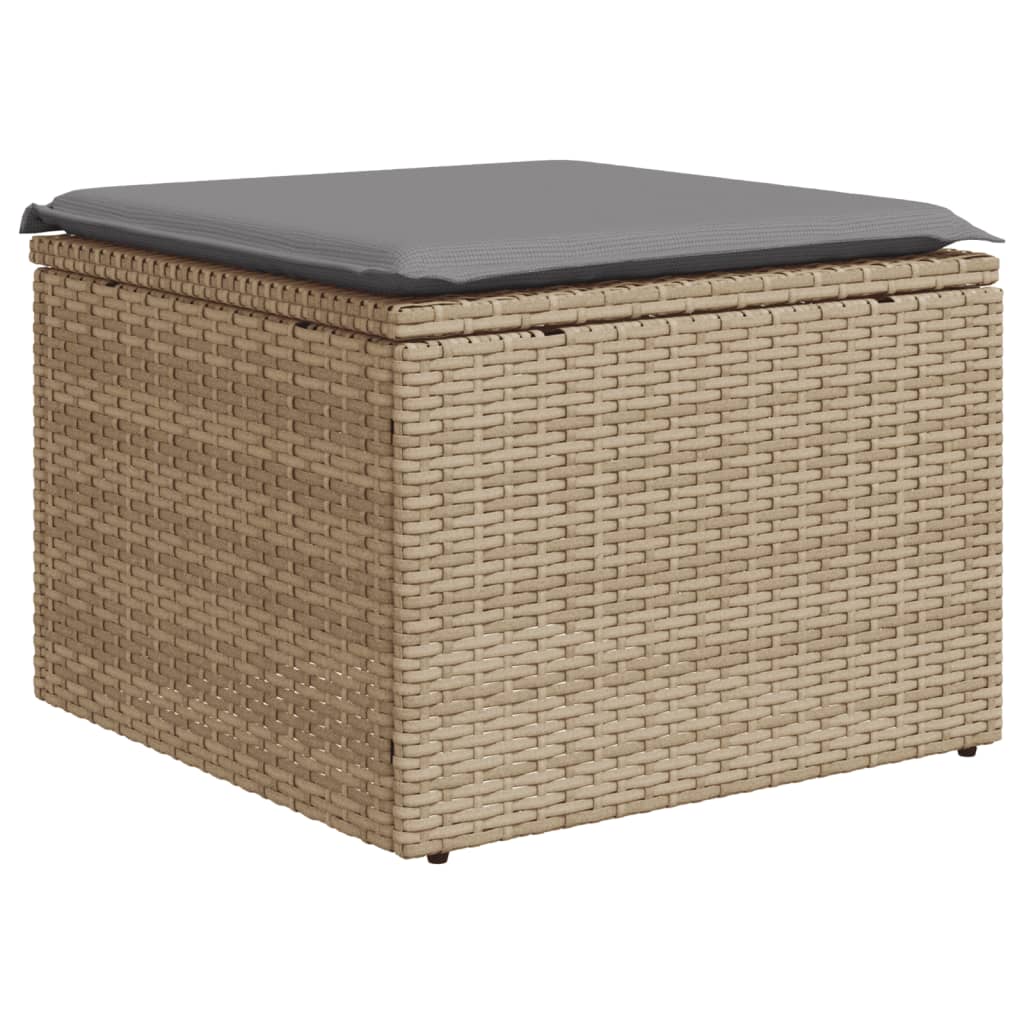 12-tlg. Garten-Sofagarnitur mit Kissen Beige Poly Rattan