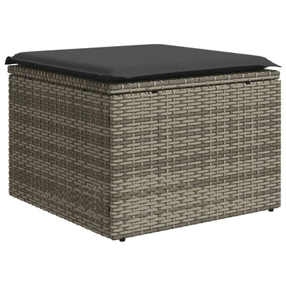 12-tlg. Garten-Sofagarnitur mit Kissen Grau Poly Rattan