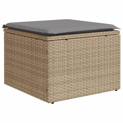 13-tlg. Garten-Sofagarnitur mit Kissen Beige Poly Rattan