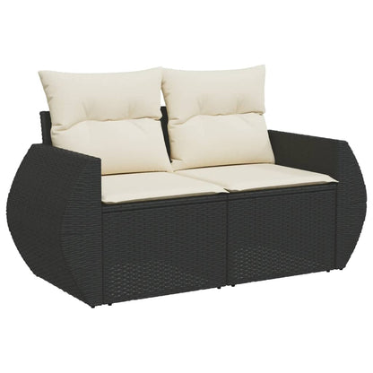 6-tlg. Garten-Sofagarnitur mit Kissen Schwarz Poly Rattan