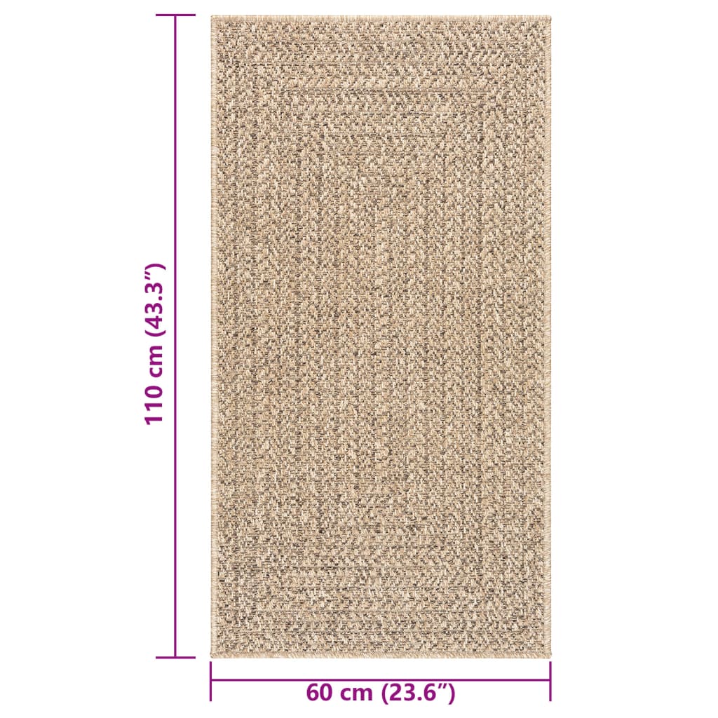 Teppich ZIZUR 60x110 cm Jute-Optik Indoor und Outdoor