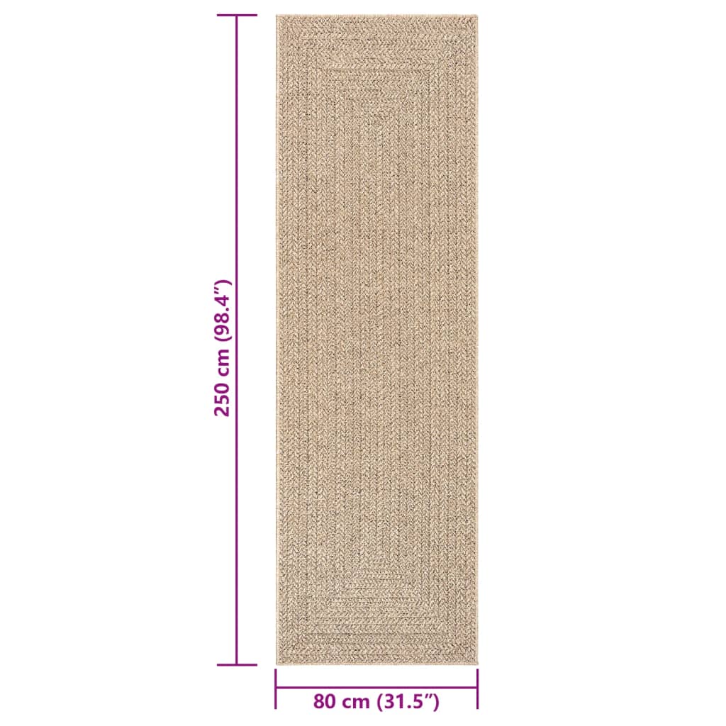 Teppich ZIZUR 80x250 cm Jute-Optik Indoor und Outdoor