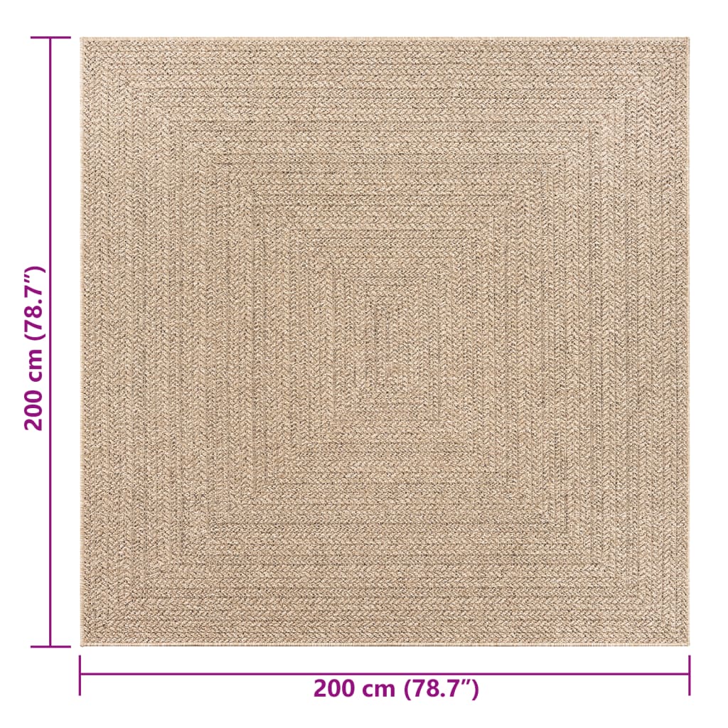 Teppich ZIZUR 200x200 cm Jute-Optik Indoor und Outdoor