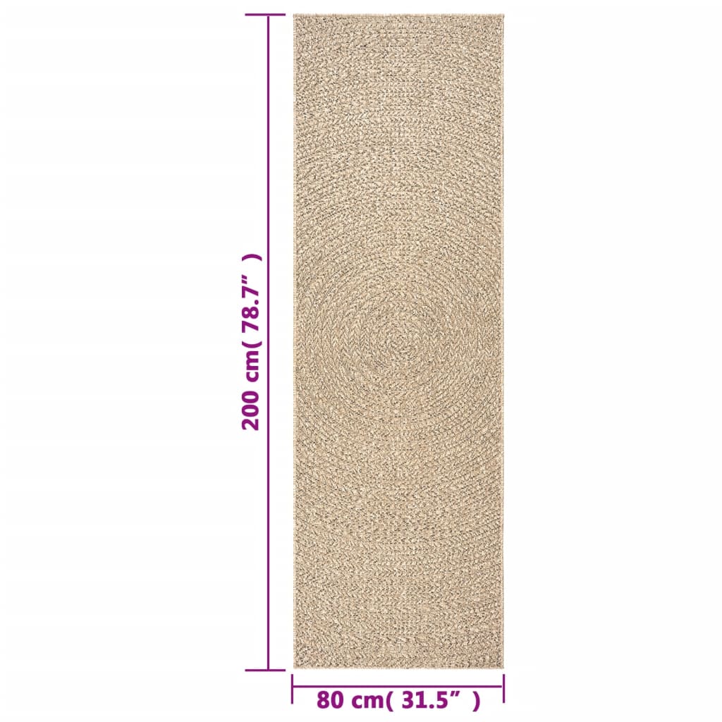 Teppich ZIZUR 80x200 cm Jute-Optik Indoor und Outdoor