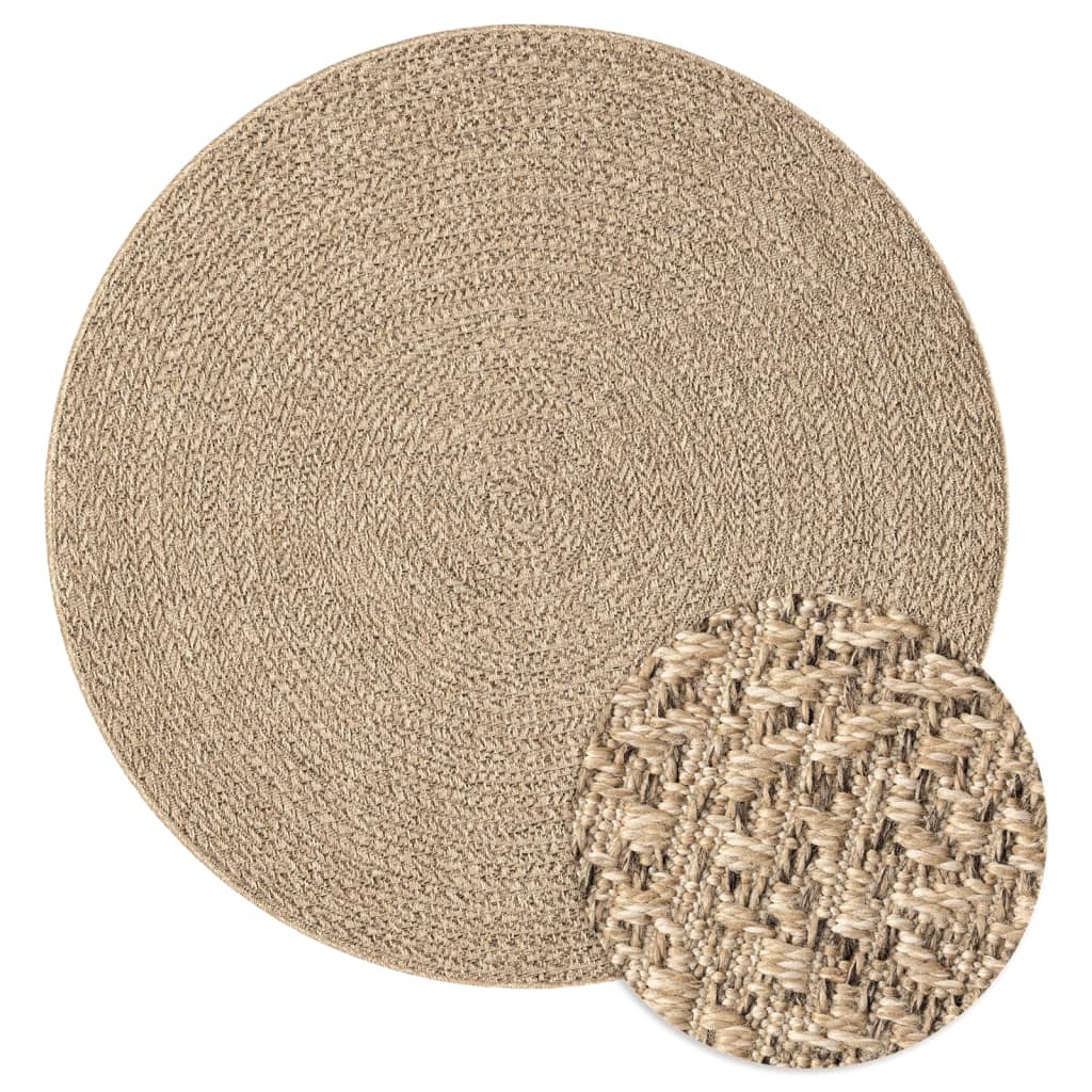 Teppich ZIZUR Ø 200 cm Jute-Optik Indoor und Outdoor