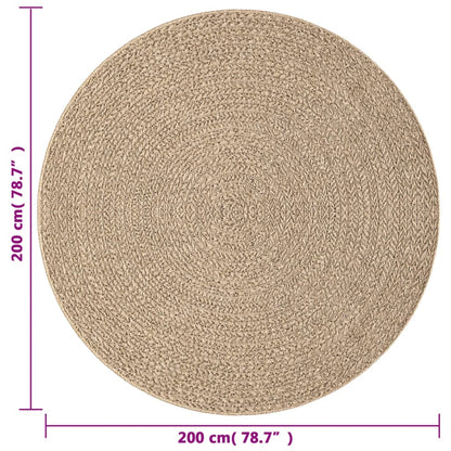 Teppich ZIZUR Ø 200 cm Jute-Optik Indoor und Outdoor