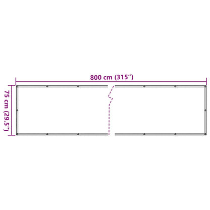 Balkon-Sichtschutz Grau 800x75 cm PVC