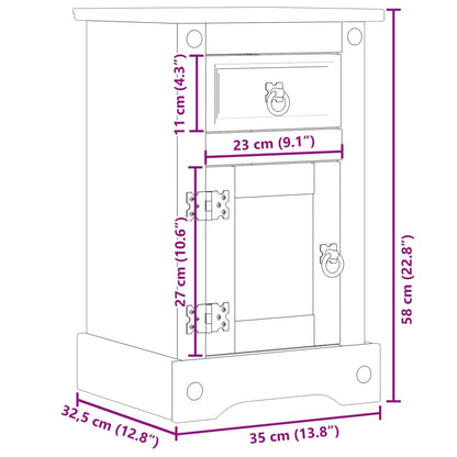 Nachttisch Corona 35x32,5x58 cm Massivholz Kiefer