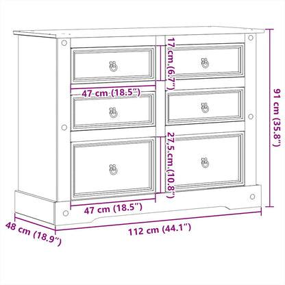 Kommode Corona 120x48x91 cm Massivholz Kiefer