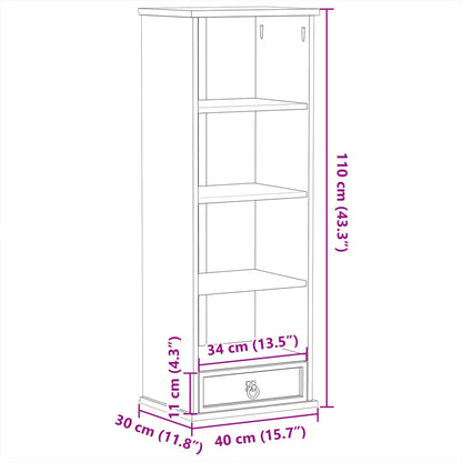 CD-Schrank Corona 40x30x110 cm Massivholz Kiefer