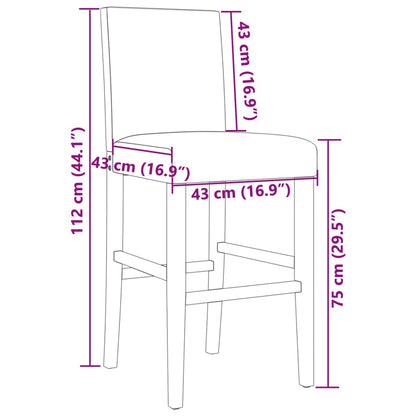 Barstühle 2 Stk. Massivholz Gummibaum und Stoff