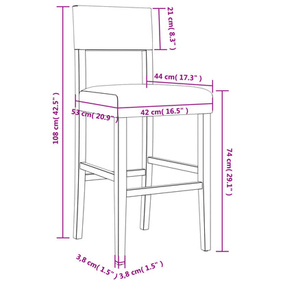 Barstühle 2 Stk. Massivholz Gummibaum und Kunstleder