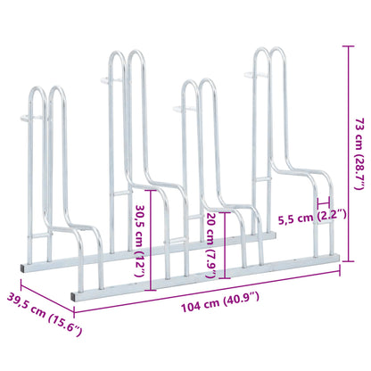 Fahrradständer für 4 Fahrräder Freistehend Verzinkter Stahl