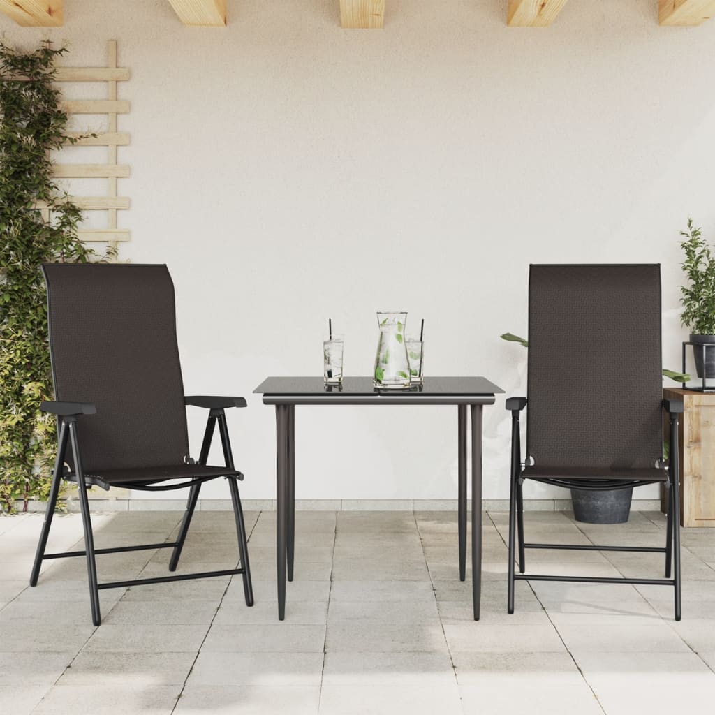 Gartenstühle 2 Stk. Klappbar Schwarz Kaffeebraun Poly Rattan