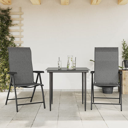 Gartenstühle 2 Stk. Klappbar Grau Poly Rattan