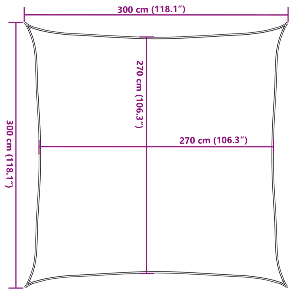 Sonnensegel 160 g/m² Quadratisch Hellgrau 3x3 m HDPE